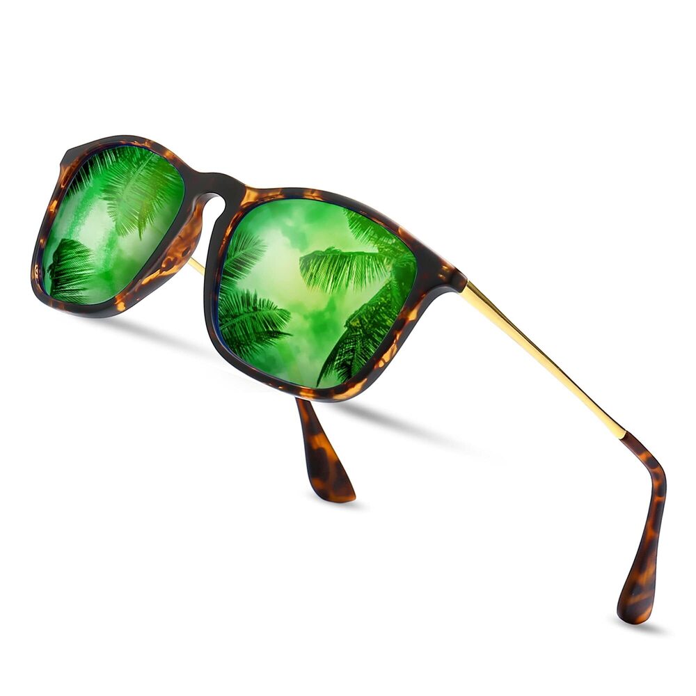 9616 Classic Square Frame Sunglasses Retro Style Tortoise Frame/Polarized